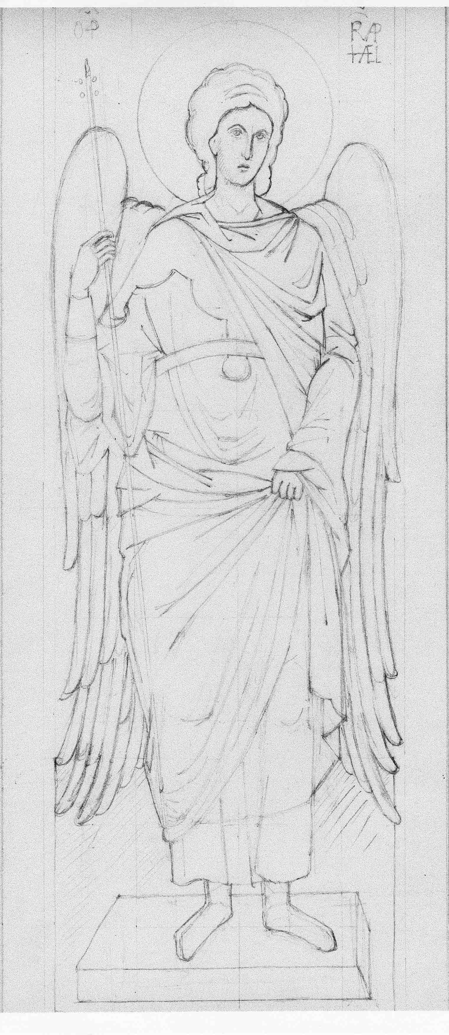 pencil drawing of Archangel Raphael